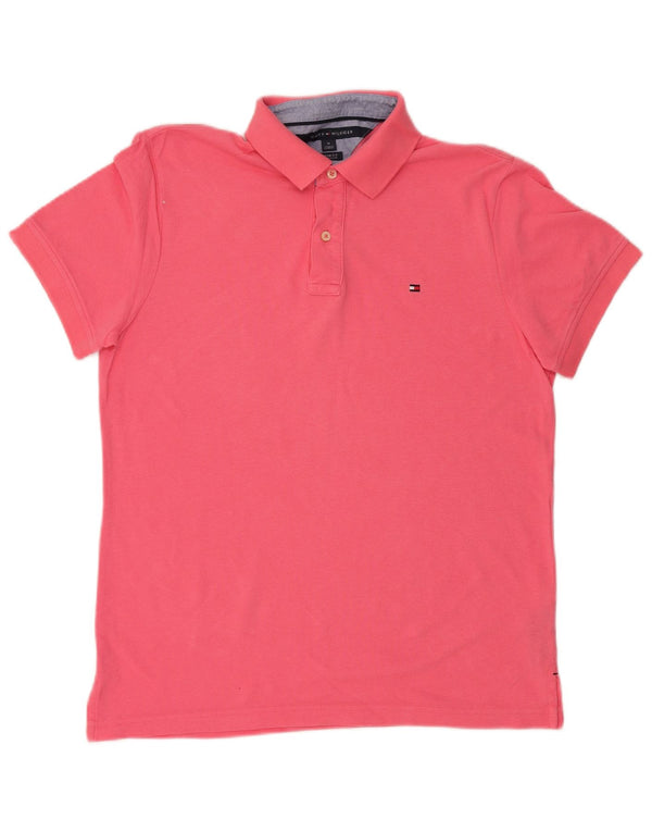 TOMMY HILFIGER Mens Custom Fit Polo Shirt Medium Pink Cotton