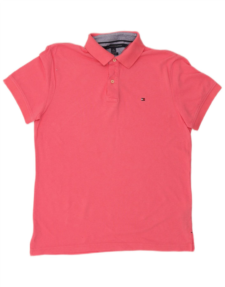 TOMMY HILFIGER Mens Custom Fit Polo Shirt Medium Pink Cotton