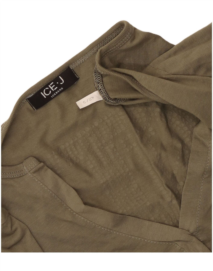 Iceberg Womens Graphic Top Long Sleeve UK 10 Small Khaki