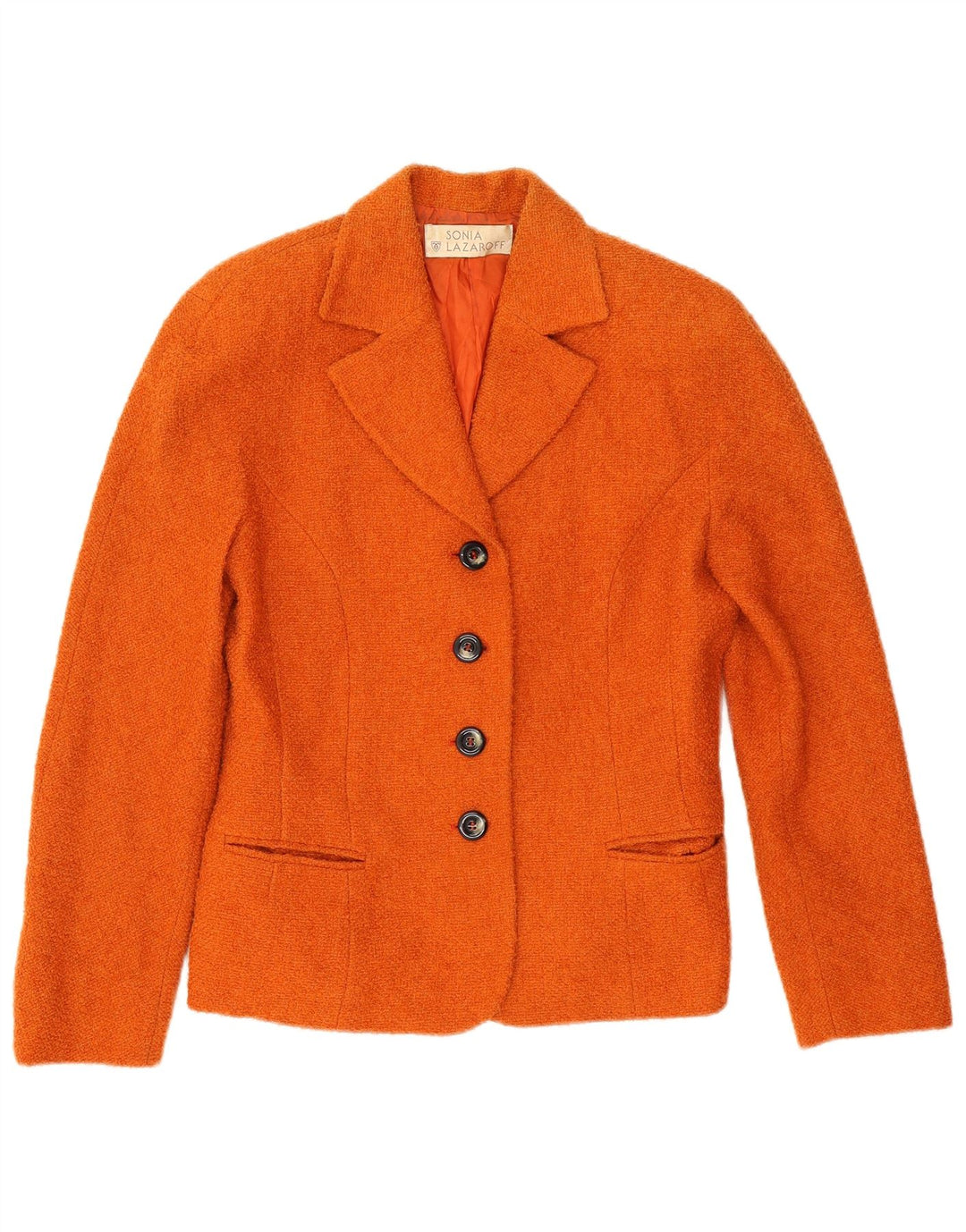 Vintage Womens 4 Button Blazer Jacket IT 42 Medium Orange Wool