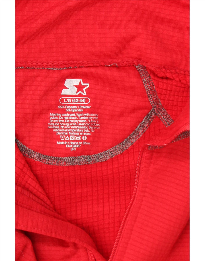 STARTER Mens Zip Neck Pullover Tracksuit Top UK 42/44 Large Red Polyester Vintage Starter and Second-Hand Starter from Messina Hembry 