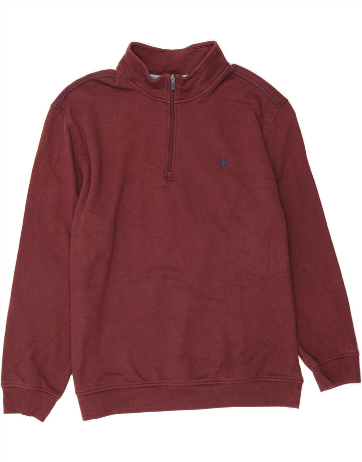 IZOD Mens Zip Neck Sweatshirt Jumper 2XL Burgundy Polyester Vintage Izod and Second-Hand Izod from Messina Hembry 