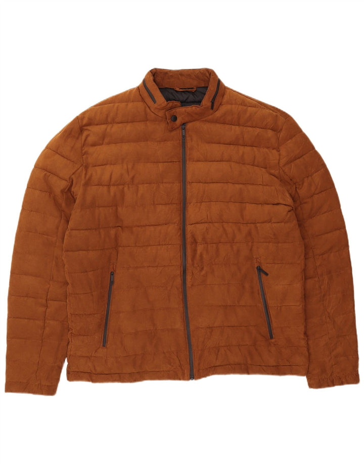 CLAYTON Mens Padded Jacket UK 44 2XL Brown