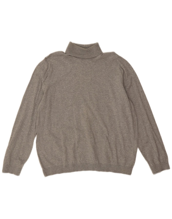 Marks & Spencer Mens Roll Neck Jumper Sweater XL Grey Cotton
