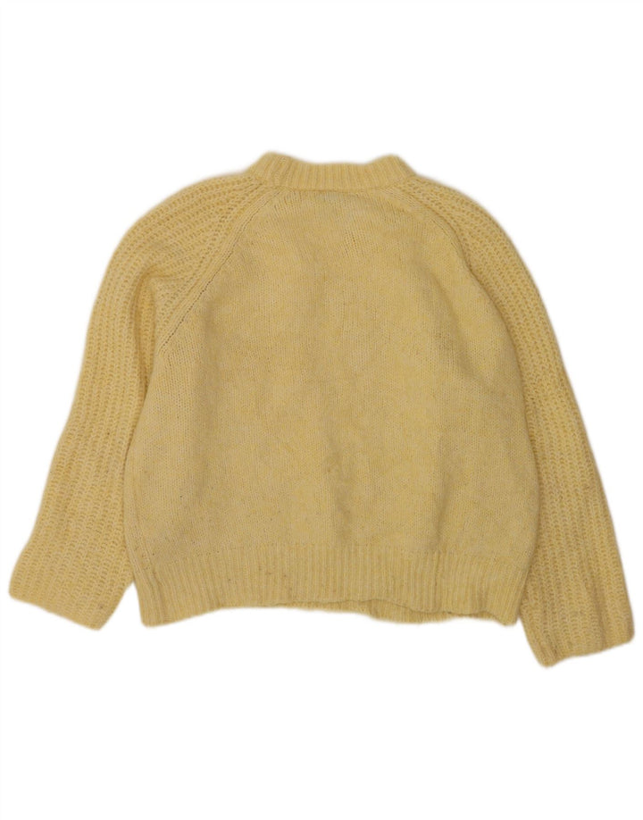 Zara Womens Oversized Crew Neck Jumper Sweater UK 14 Medium Yellow