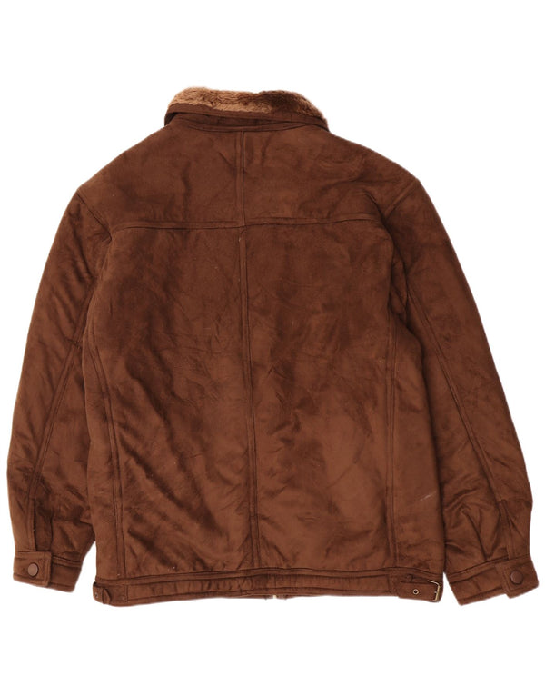 Vintage Womens Sherpa Jacket UK 22 3XL Brown Acrylic