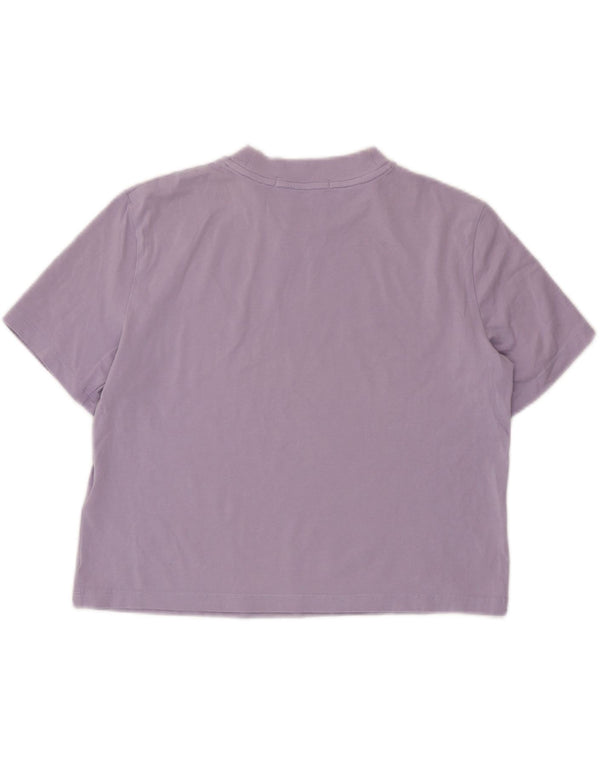 CALVIN KLEIN JEANS Womens Crop T-Shirt Top UK 10 Small Purple Cotton