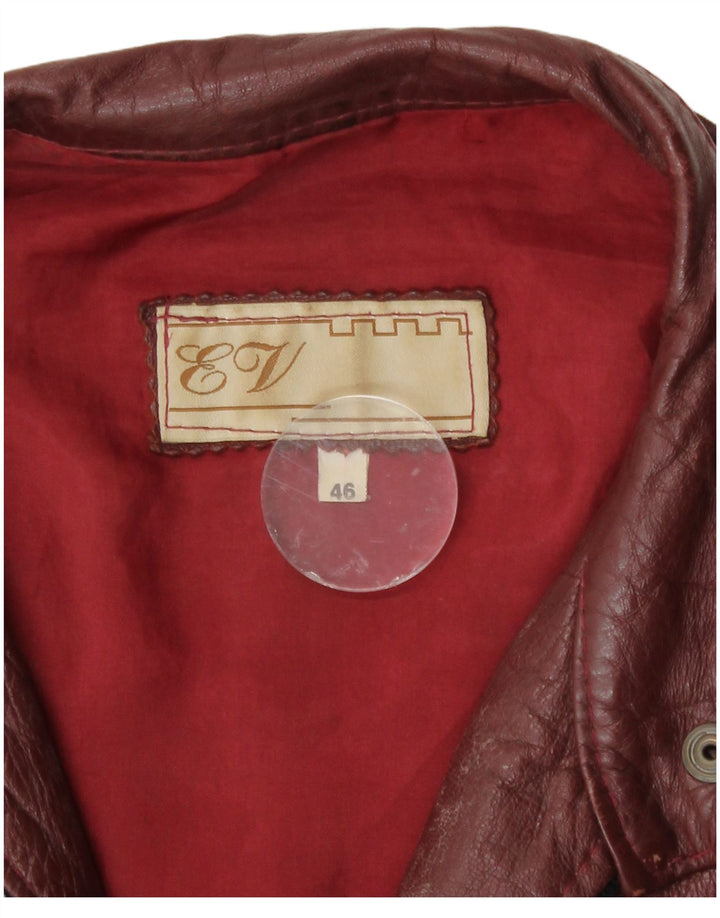 Vintage Womens Crop Leather Jacket IT 46 Large Burgundy