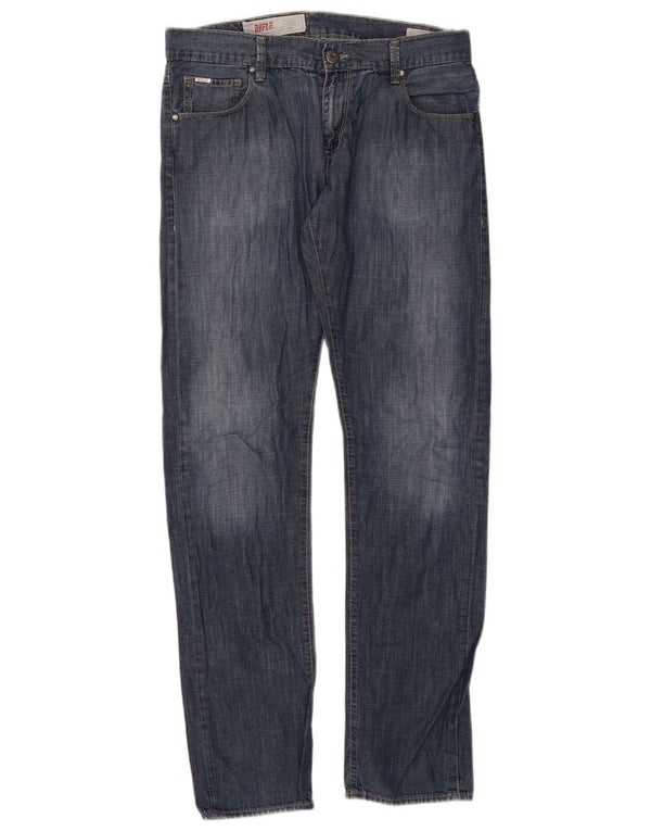 Rifle Mens Straight Jeans IT 48 Medium W34 L34 Blue Cotton