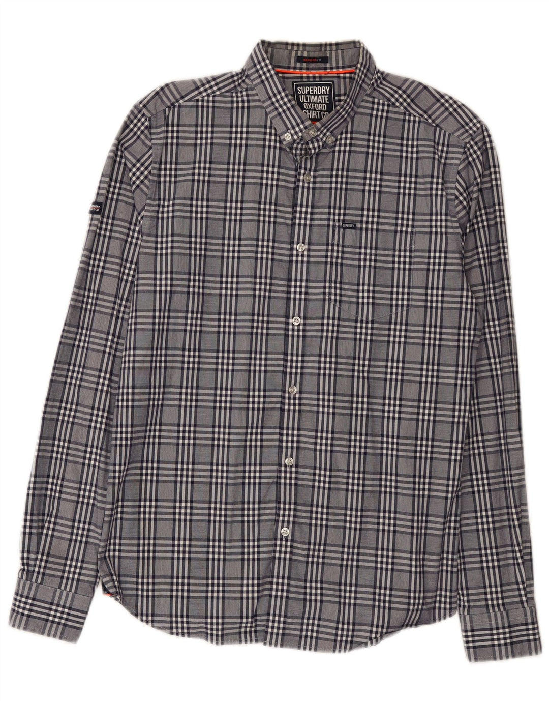 Superdry Mens Regular Fit Shirt Large Grey Check