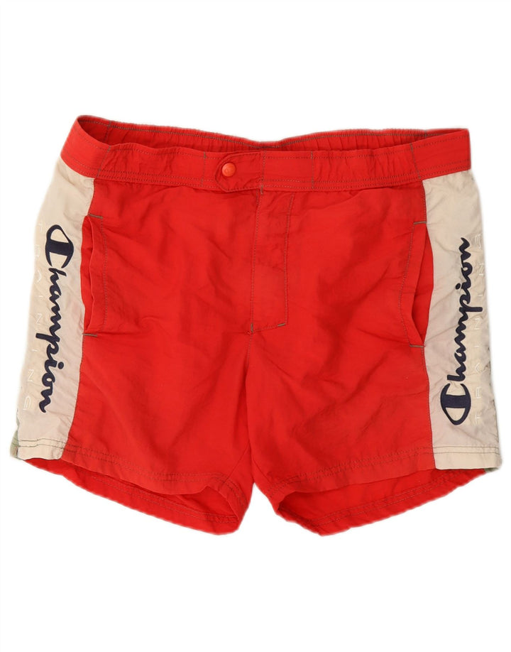 Champion Mens Graphic Swimming Shorts Large Red Colourblock Polyamide