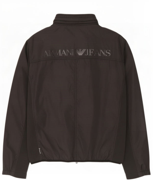Armani Jeans Mens Graphic Tracksuit Top Jacket Large Black Polyamide