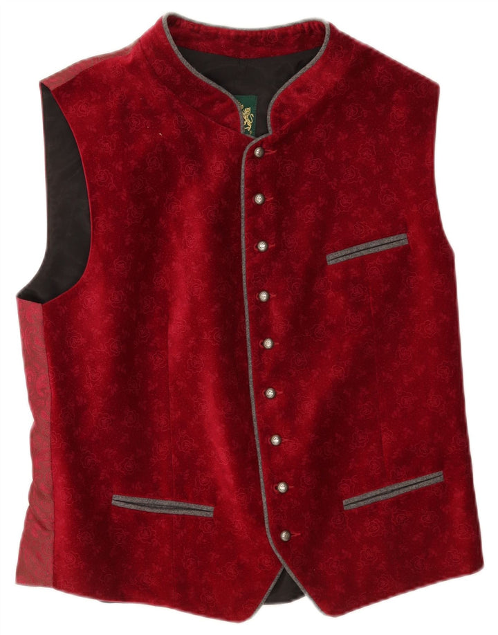 Hammerschmid Mens Waistcoat EU 48 Medium Red Floral Cotton
