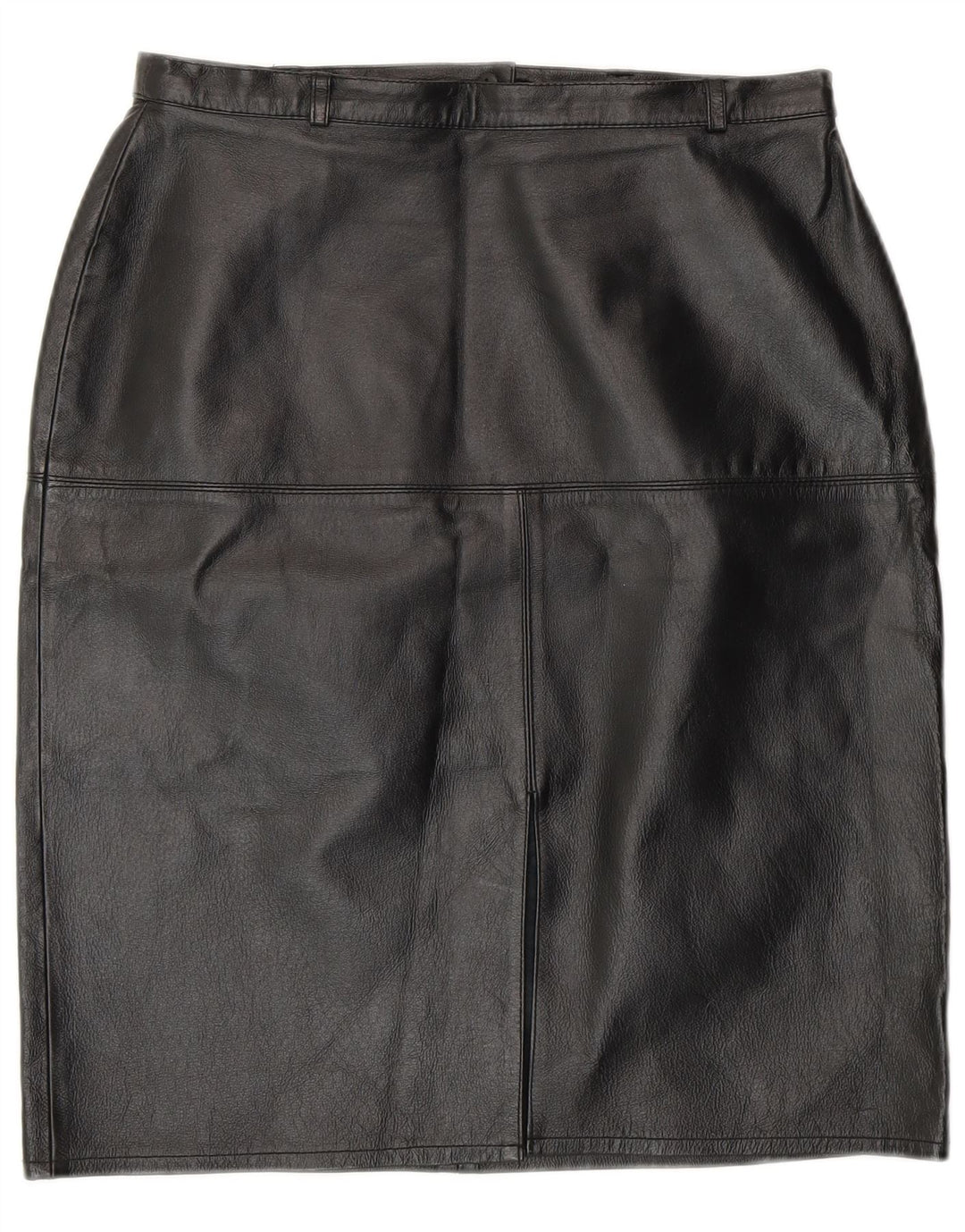 Vintage Womens Leather Pencil Skirt UK 12 Medium W28  Black Leather