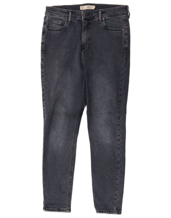 Topshop Womens Jamie High Waist Crop Skinny Jeans W30 L26 Navy Blue Cotton