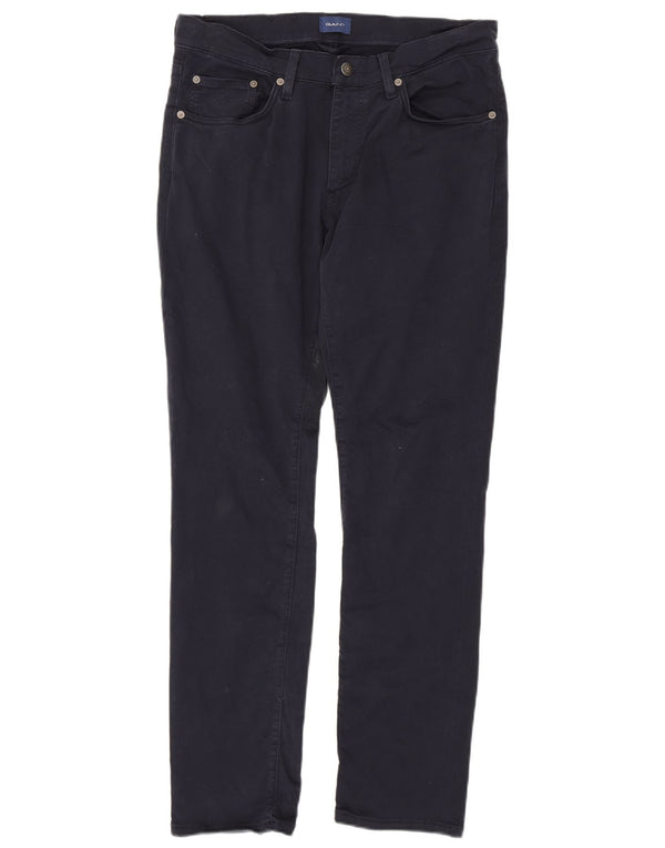 Gant Mens Slim Casual Trousers W34 L32 Navy Blue Cotton