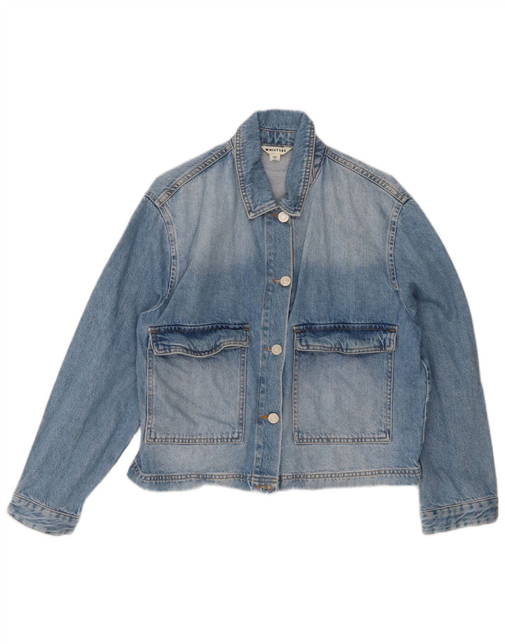 WHISTLES Womens Crop Oversized Denim Jacket UK 10 Small Blue Cotton