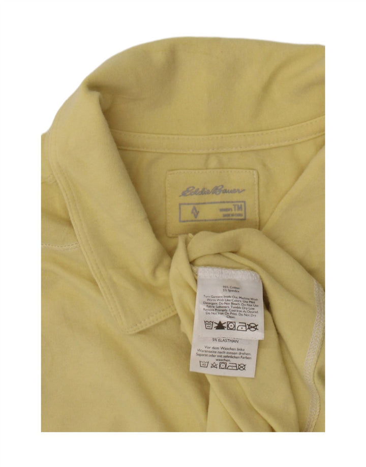 Eddie Bauer Womens Tall Polo Shirt UK 12 Medium Yellow Cotton