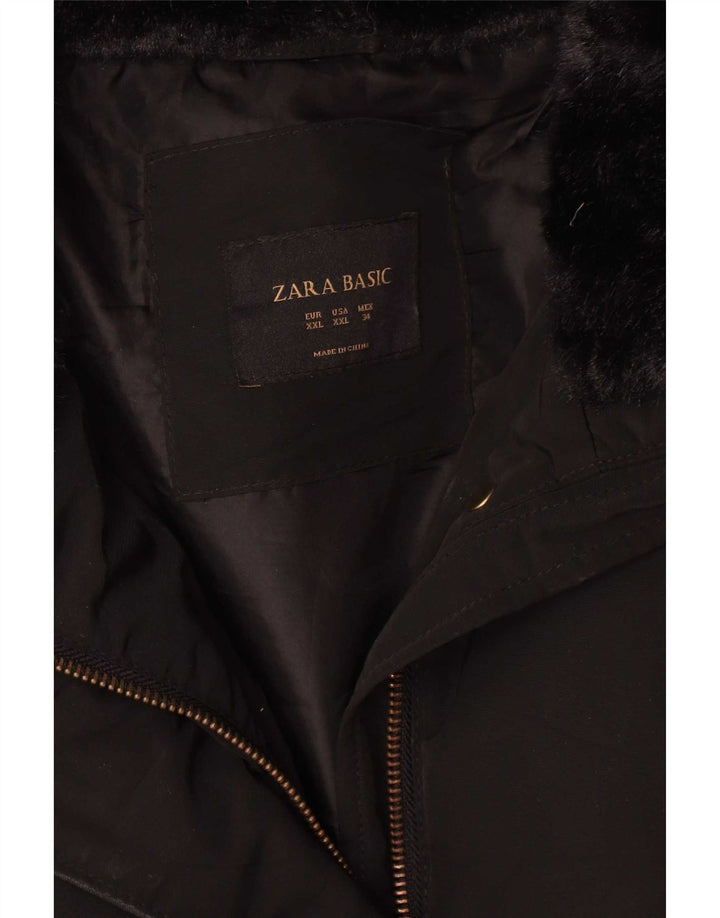 Zara Womens Crop Padded Jacket UK 20 2XL Black Polyester