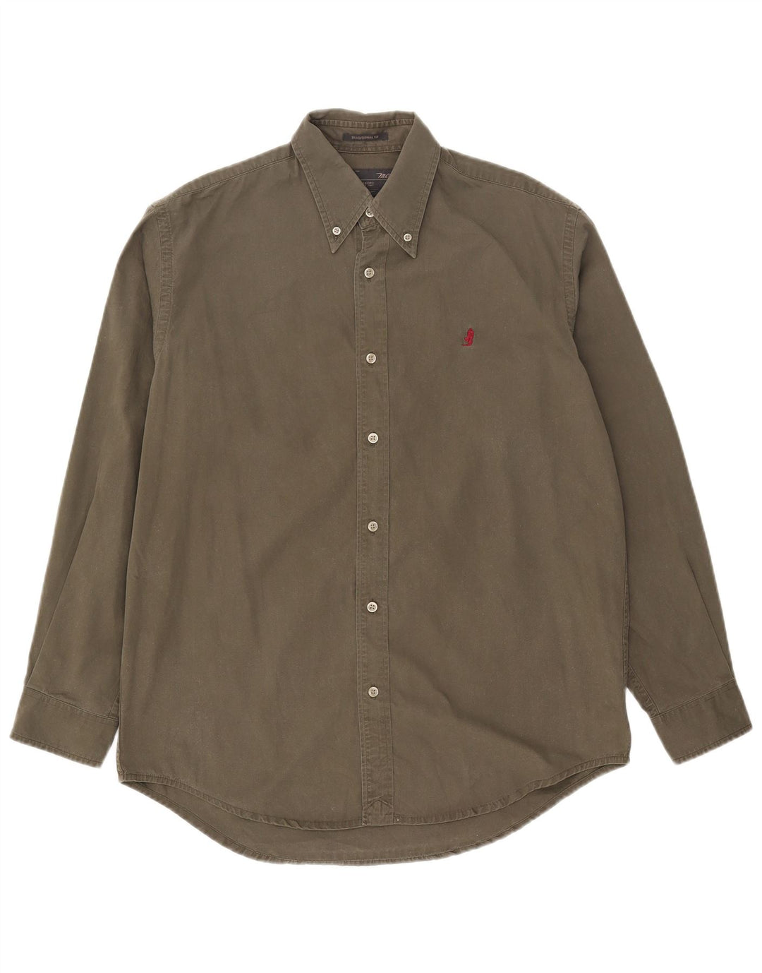 Marlboro Classics Mens Traditional Fit Shirt Medium Khaki Cotton