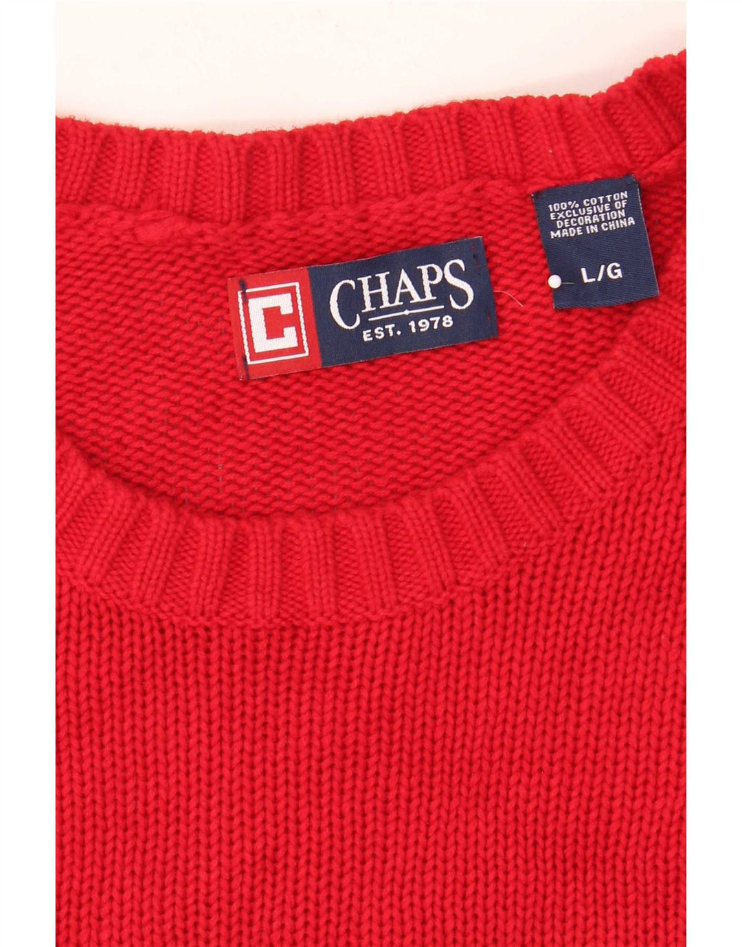 Chaps Mens Crew Neck Jumper Sweater Large Red Cotton