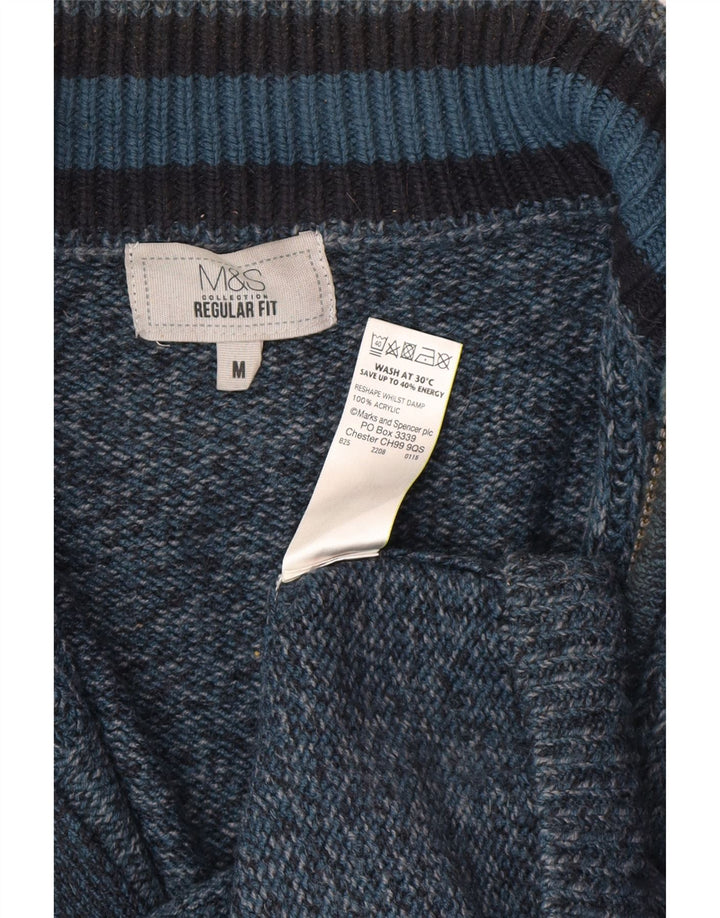 Marks & Spencer Mens Regular Fit Cardigan Sweater Medium Blue Acrylic