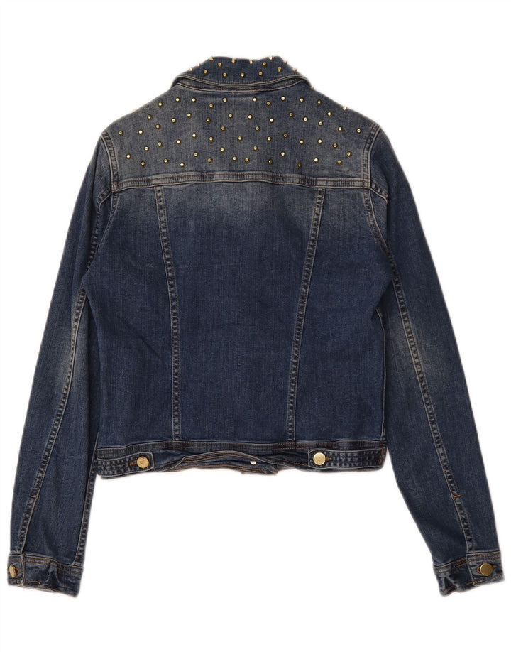 Zara Womens Crop Denim Jacket UK 10 Small Blue Cotton