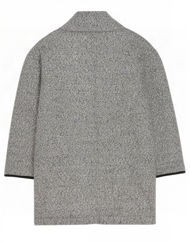 Marks & Spencer Womens Petite Open Overcoat UK 12 Medium Grey Flecked