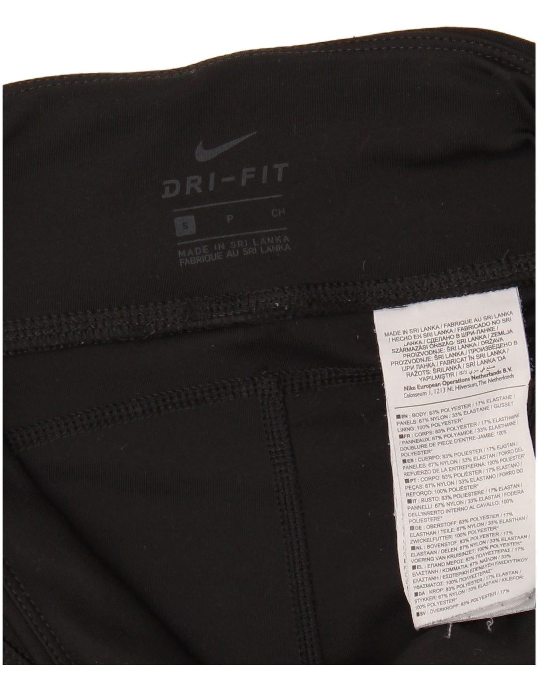 NIKE Womens Dri Fit Leggings UK 8 Small  Black Colourblock Polyester