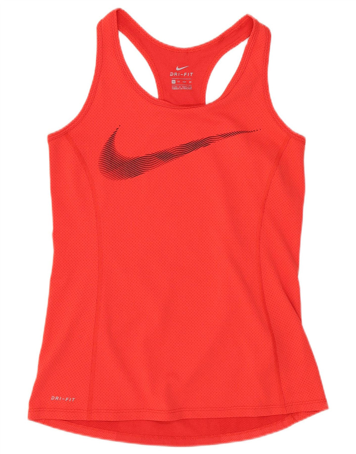 Nike Womens Dri Fit Graphic Vest Top UK 6 XS Red Polyester