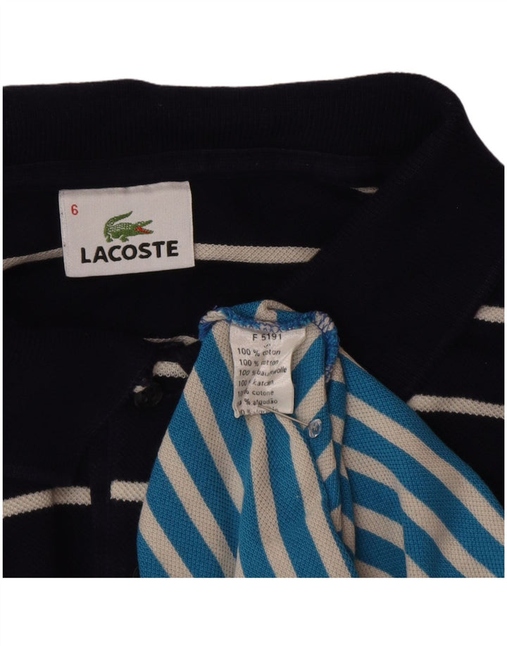 Lacoste Mens Polo Shirt Size 6 XL Blue Striped Cotton