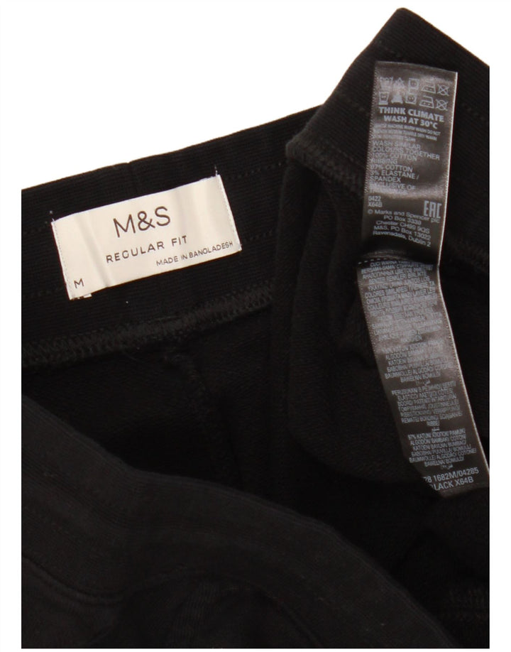 MARKS & SPENCER Mens Regular Fit Sport Shorts Medium Black Cotton