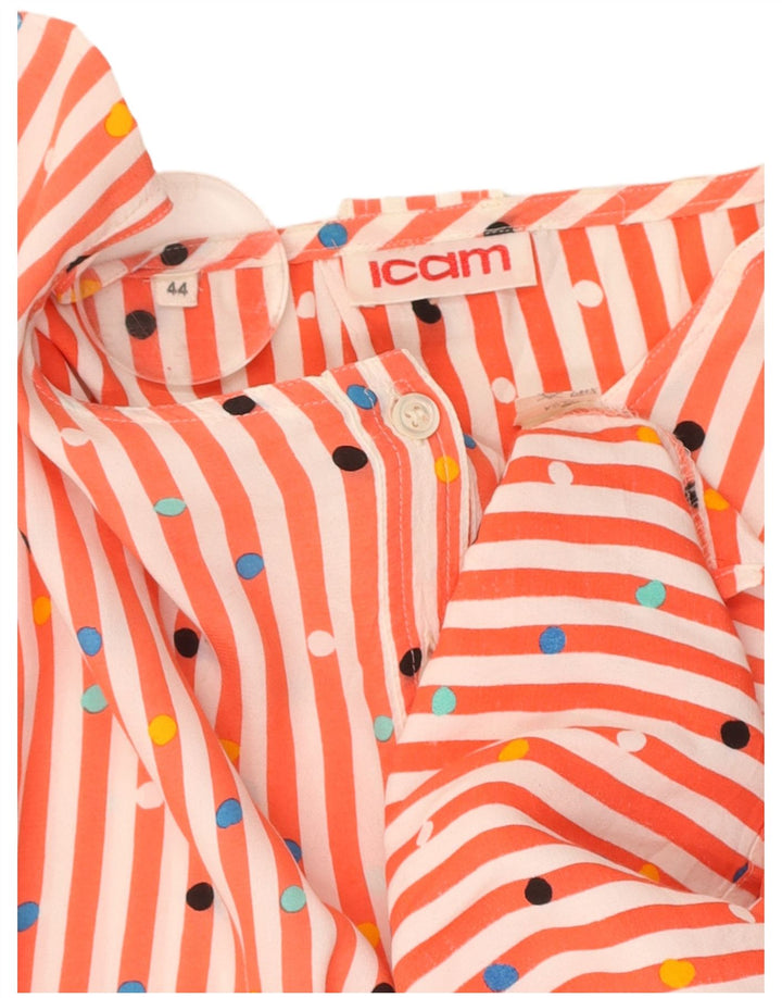 ICAM Womens 3/4 Sleeve Blouse Top IT 44 Medium Orange Striped Viscose
