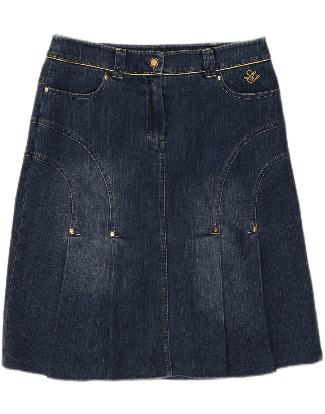 Luisa Spagnoli Womens Denim Skirt IT 44 Medium W28 Blue Cotton