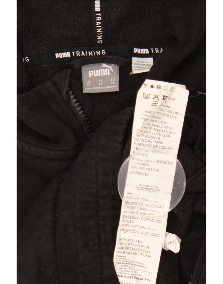 PUMA Womens Oversized Crop Zip Hoodie Sweater UK 18 XL Black Polyester