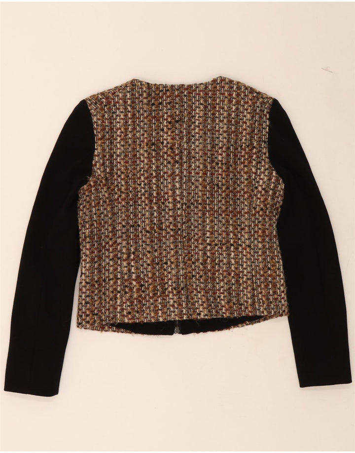 MARELLA Womens Blazer Jacket UK 8 Small Brown Colourblock Acrylic Vintage Marella and Second-Hand Marella from Messina Hembry 