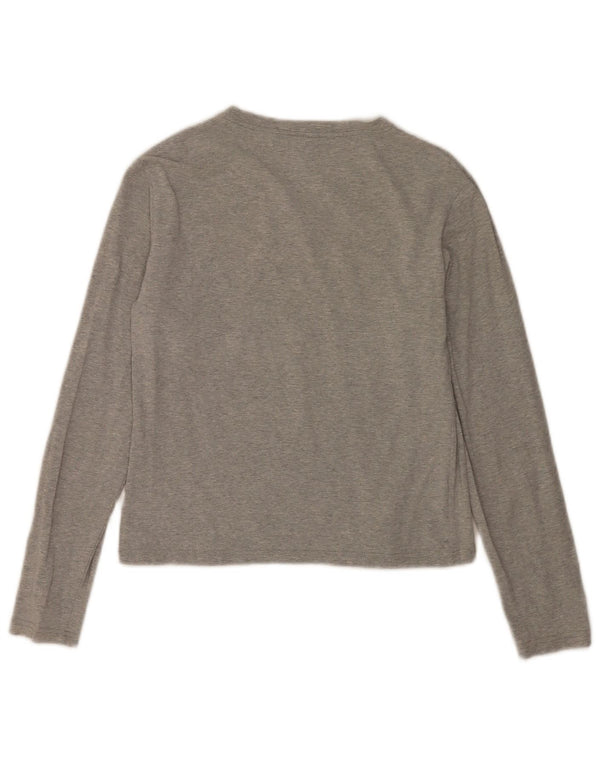 Calvin Klein Jeans Womens Crop Top Long Sleeve UK 12 Medium Grey Flecked