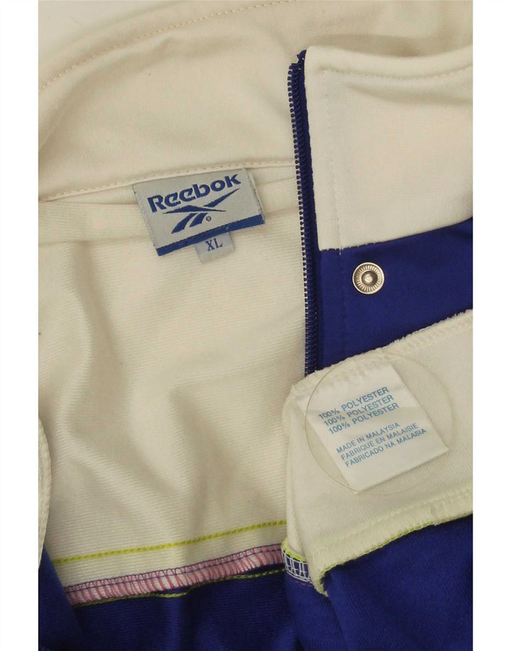 Reebok Mens Graphic Tracksuit Top Jacket XL Blue Colourblock Polyester