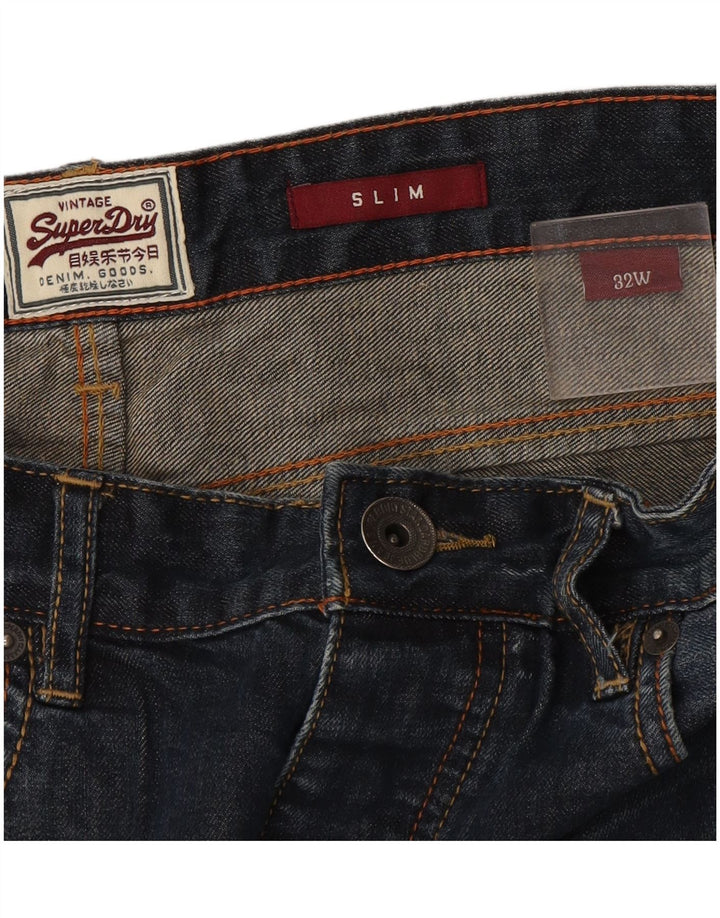 Superdry Mens Slim Denim Shorts W32 Medium Navy Blue