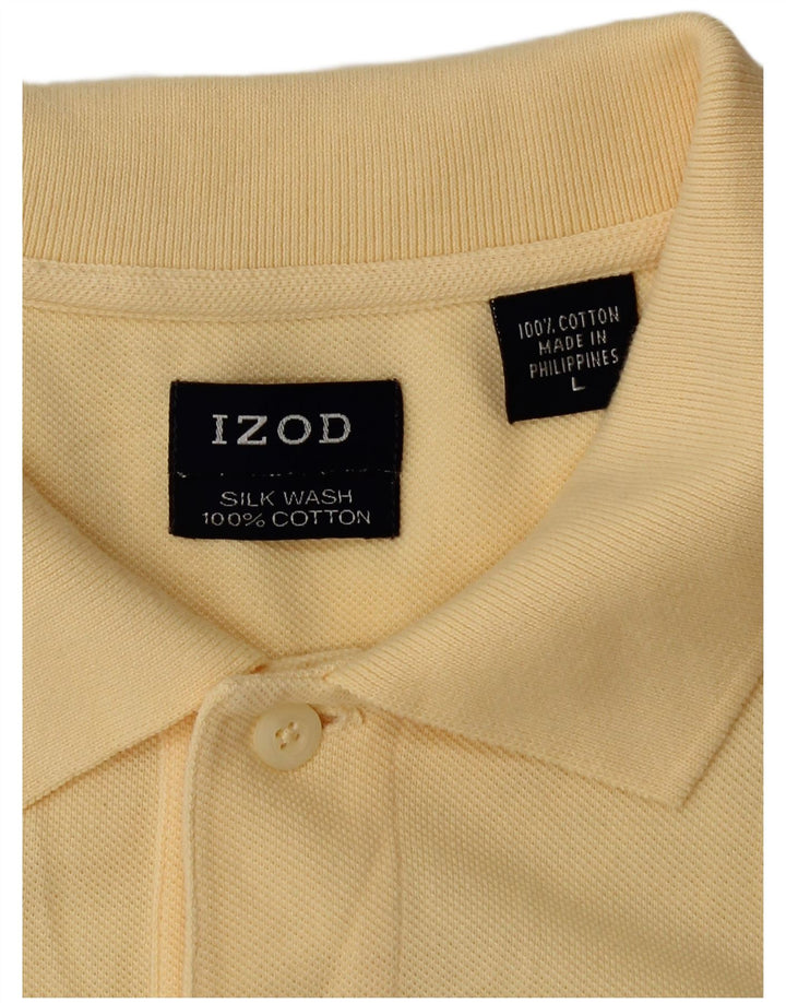 IZOD Mens Polo Shirt Large Yellow Cotton