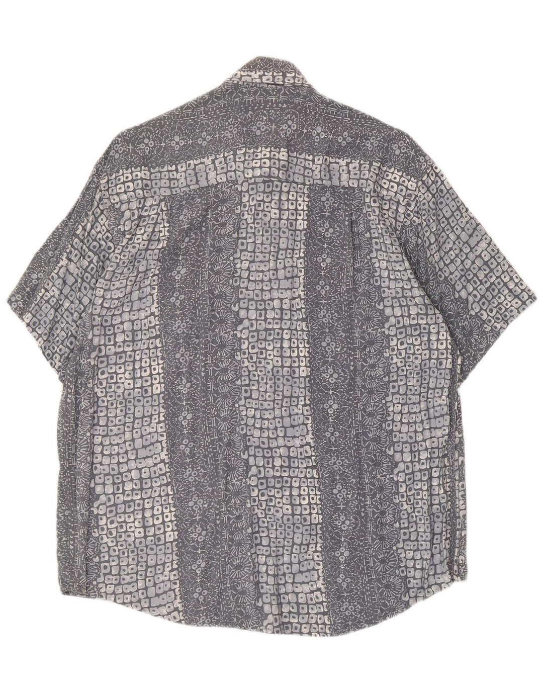 Harrison & Son Mens Abstract Pattern Short Sleeve Shirt Medium Grey Viscose