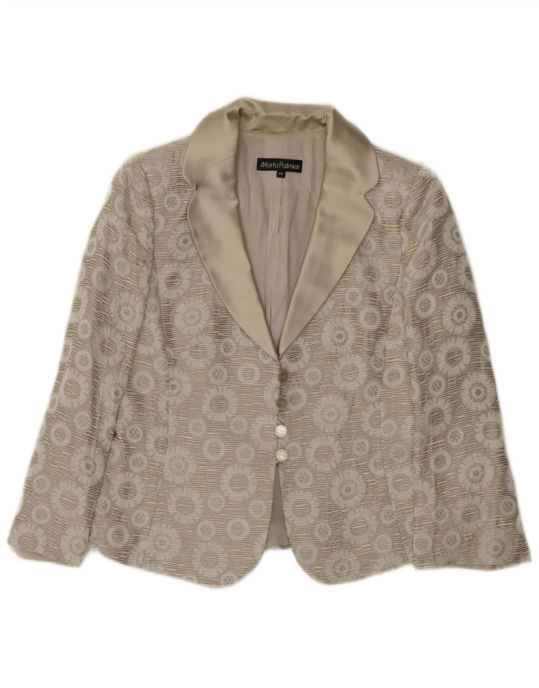 Marta Palmieri Womens 4 Button Blazer Jacket IT 44 Medium Grey Floral