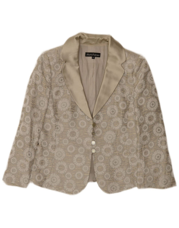Marta Palmieri Womens 4 Button Blazer Jacket IT 44 Medium Grey Floral