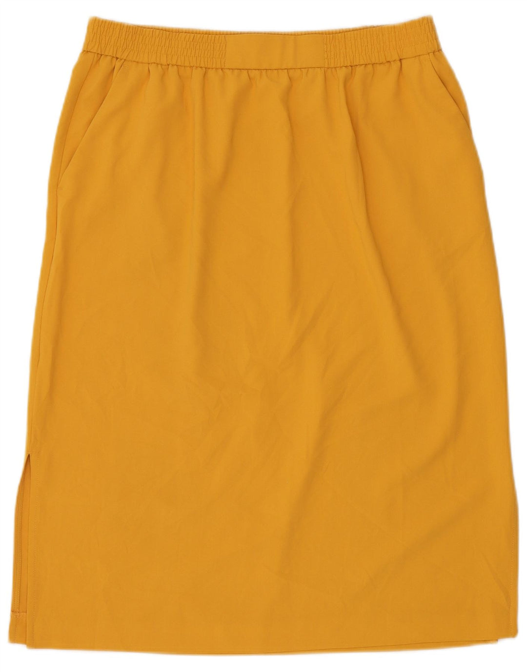 Marks & Spencer Womens Straight Skirt UK 16 Large W34 Yellow Polyester