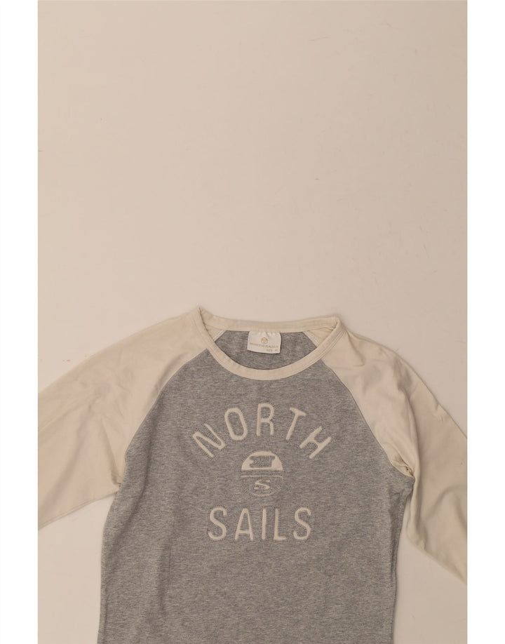 NORTH SAILS Womens Graphic Top Long Sleeve UK 12 Medium Grey Colourblock Vintage North Sails and Second-Hand North Sails from Messina Hembry 
