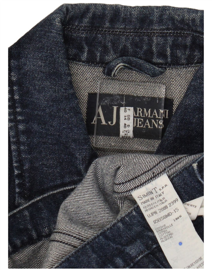 ARMANI JEANS Womens Crop Denim Jacket UK 14 Medium  Navy Blue Cotton
