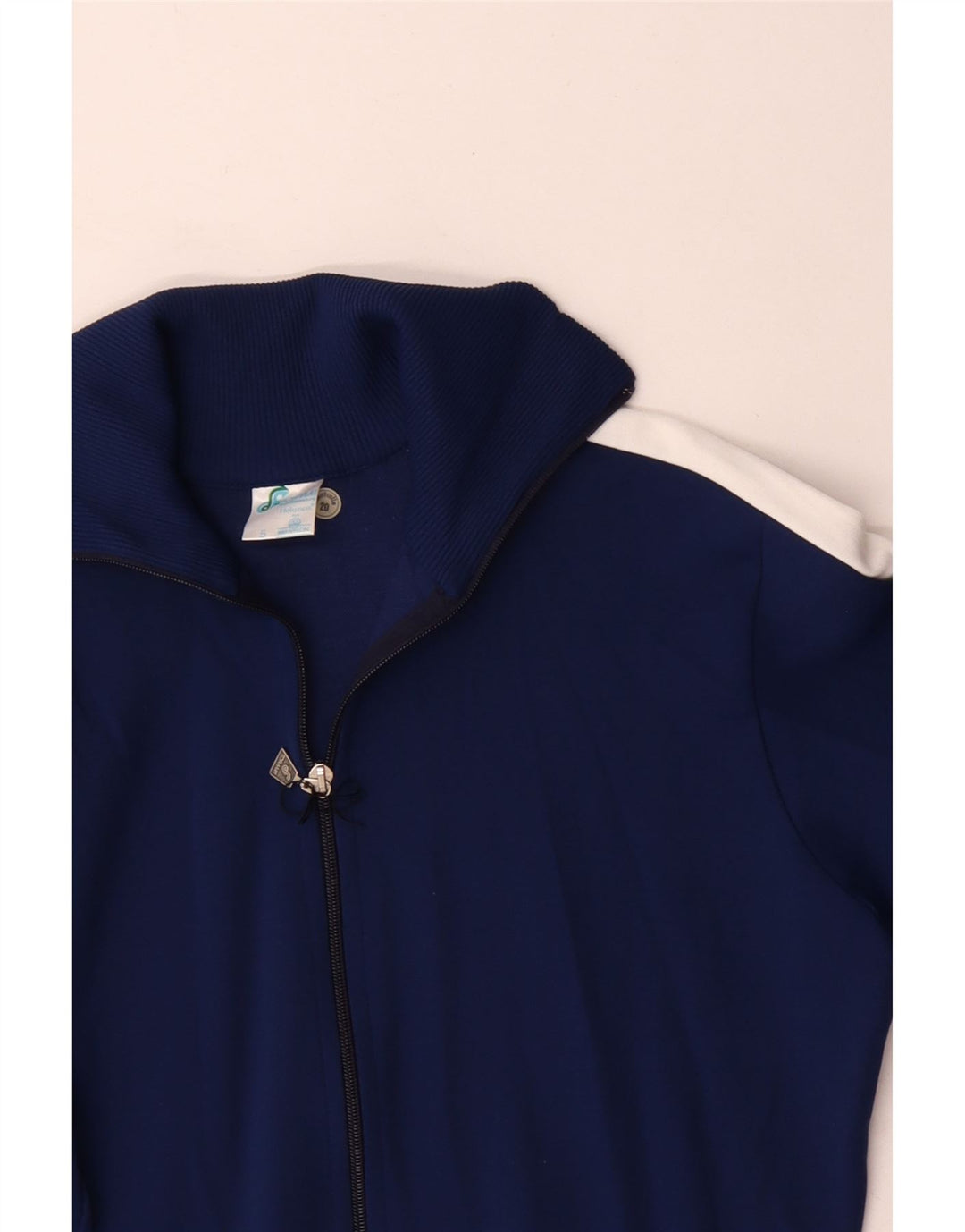 Vintage Mens Graphic Tracksuit Top Jacket Medium Navy Blue Colourblock