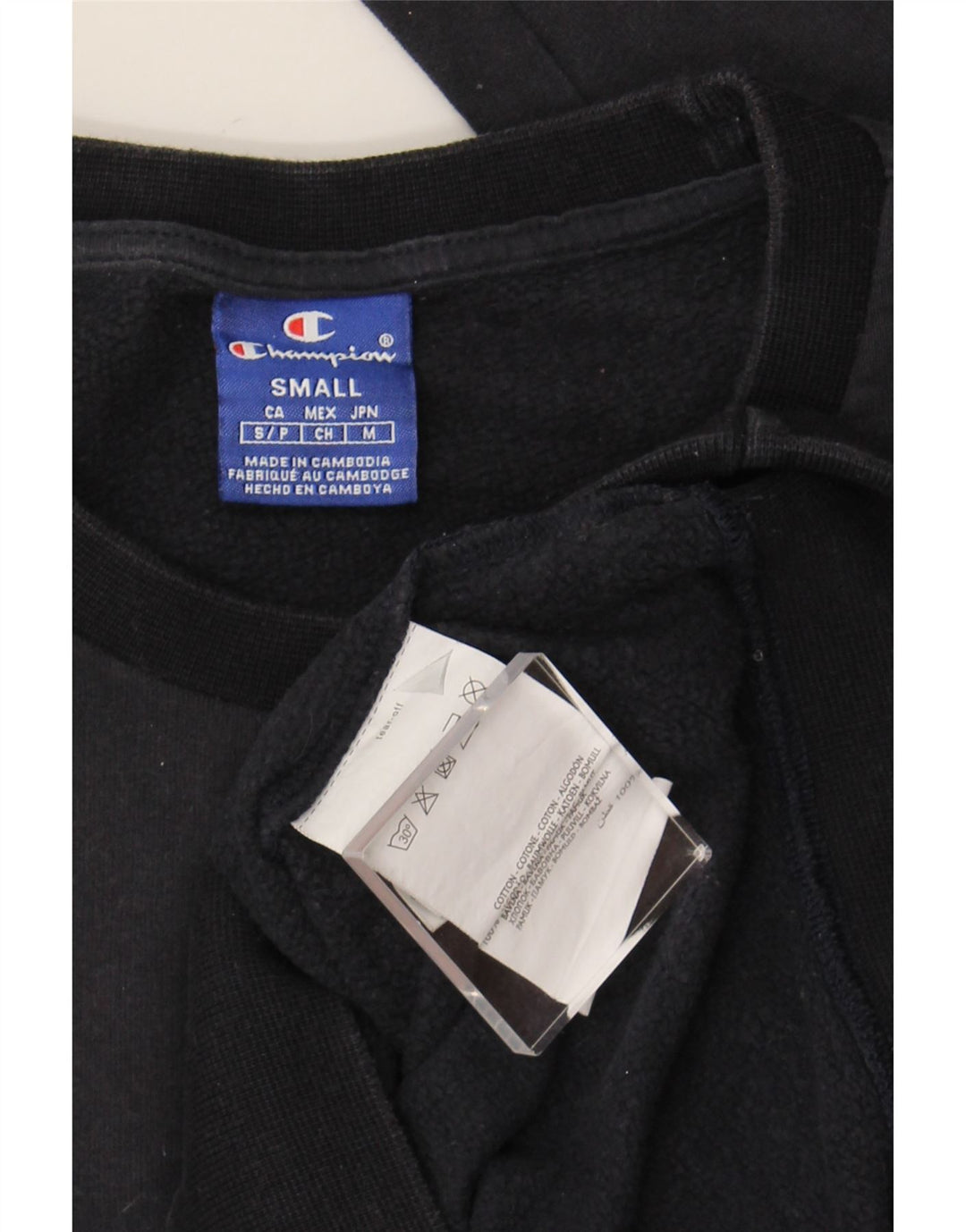 CHAMPION Mens Graphic Sweatshirt Jumper Small Navy Blue Cotton