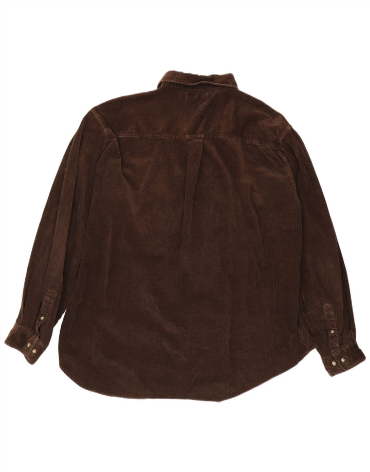 CONTE OF FLORENCE Mens Corduroy Shirt 2XL Brown Cotton