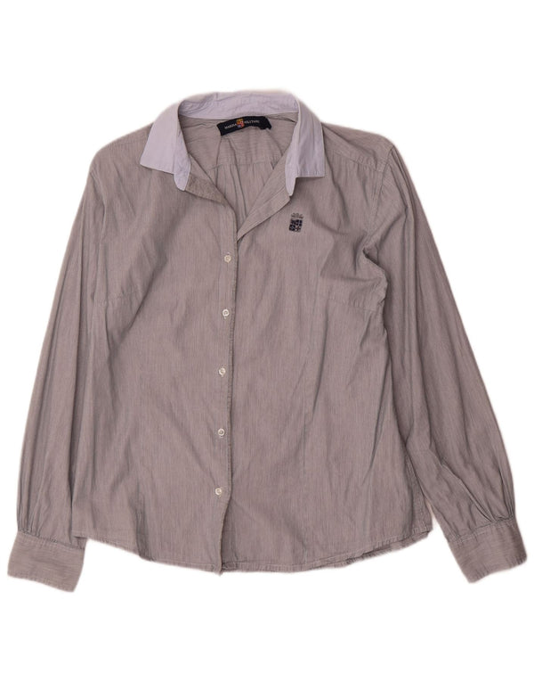 Marina Militare Womens Shirt UK 20 2XL Grey Pinstripe Cotton